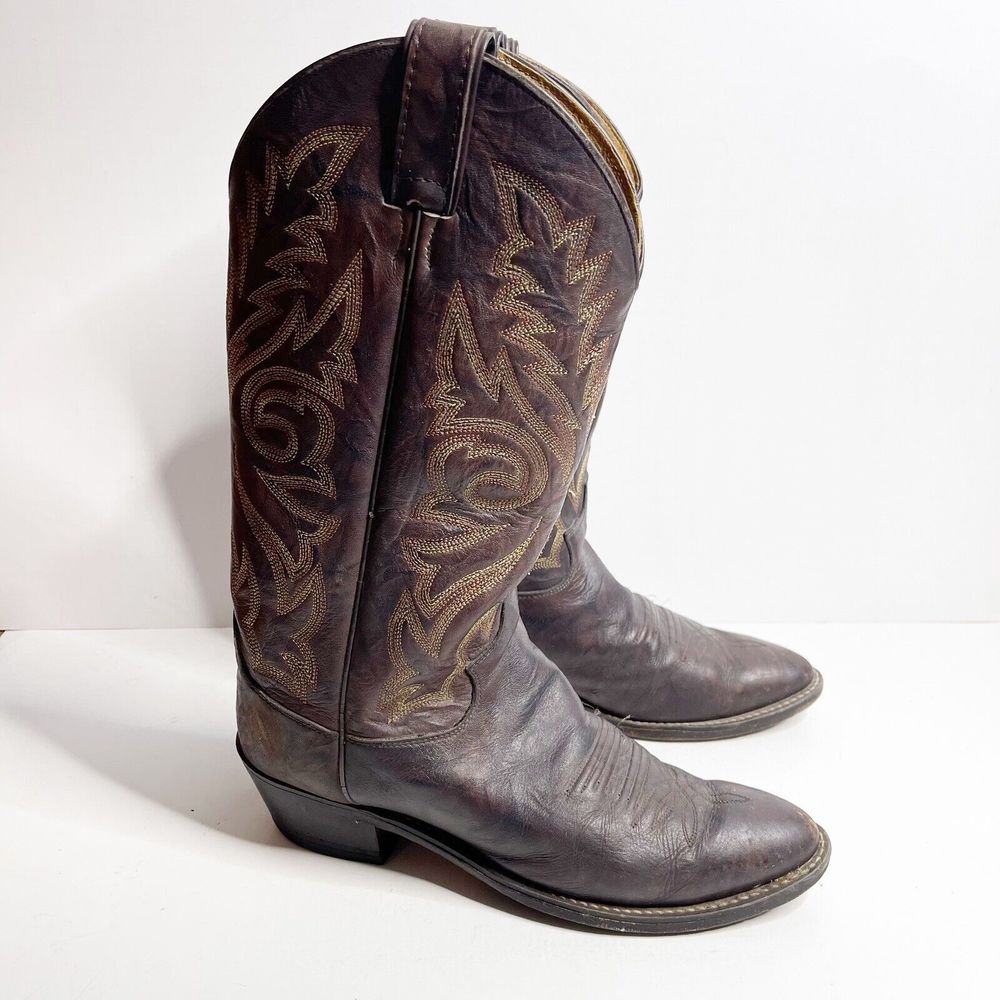Justin 1564 Size 8D Cowboy Boots Dark Brown Marbled Deerlite Western Rodeo - Picture 2 of 7